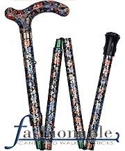 Classic Canes Pink and Blue Floral, Derby Walking Cane with Floral Design Adjustable, Folding Aluminum Shaft and B