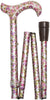 Classic Canes Pink and Purple Floral Folding Derby Walking Cane With Adjustable Aluminum Shaft and Brass Collar