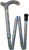 Classic Canes Serenity Blue Floral, Derby Walking Cane with Floral Design Adjustable, Folding Aluminum Shaft and B