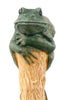 Classic Canes Frog Handle Walking Stick With Brown Ash wood Shaft and Brass Collar