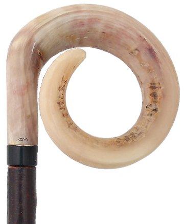 Classic Canes Curly Rams horn Handle Hiking Staff With Blackthorn wood Shaft