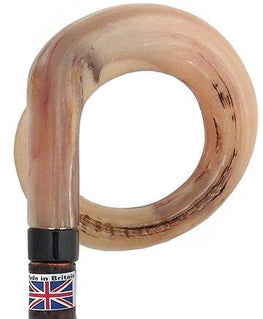 Classic Canes Curly Rams horn Handle Walking Stick With Blackthorn Shaft