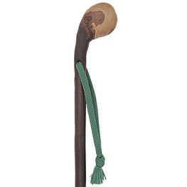 Classic Canes Root Knobbed Blackthorn Walking Staff w/ Irish Green Strap