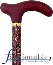 Classic Canes Red Petite Derby Walking Cane With Painted Beechwood Shaft and Brass Collar