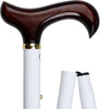 Classic Canes Sight Sensing Wooden Derby Handle Walking Cane with White Adjustable, Folding Aluminum Shaft with Br