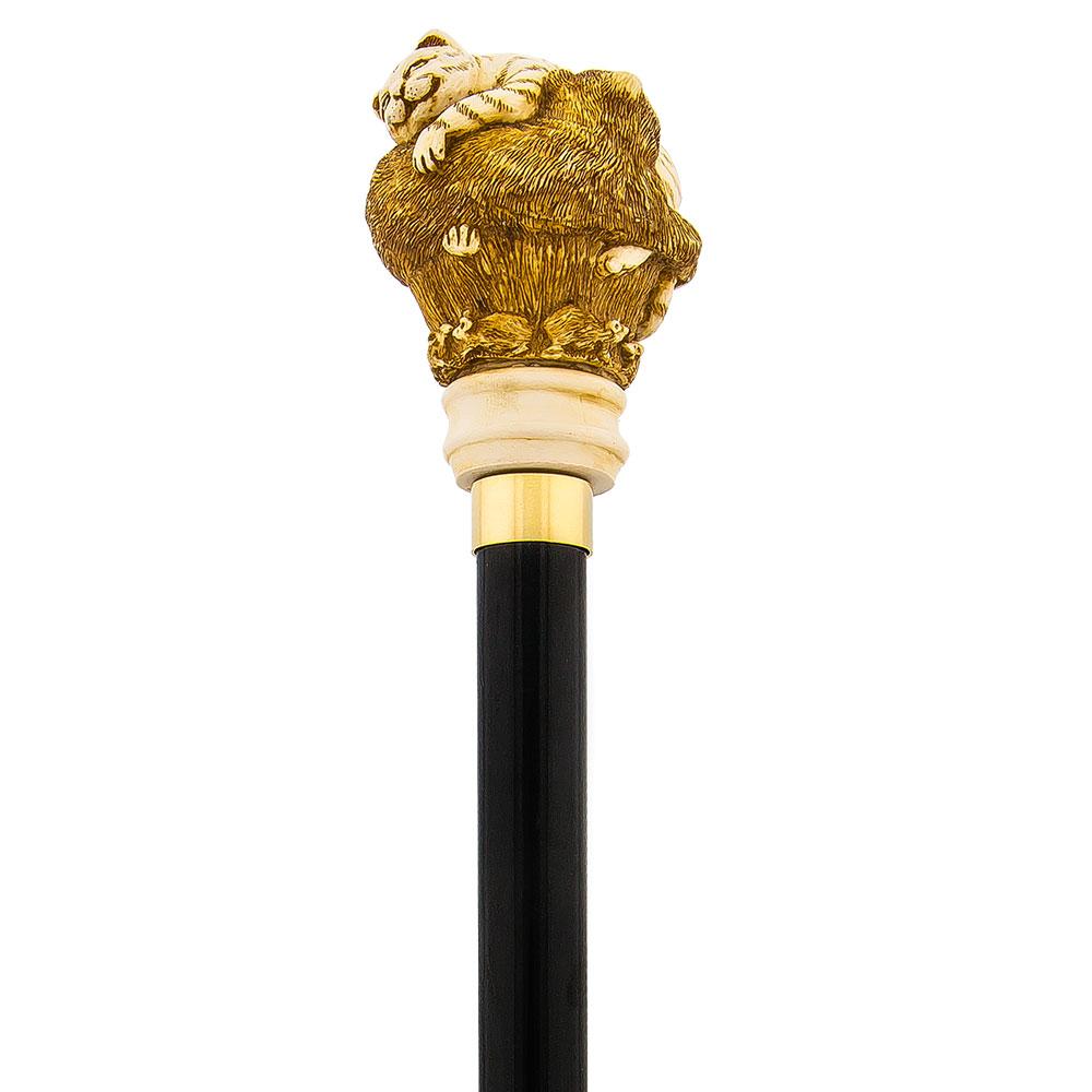 Comoys Cats n' Mice Sleepy Time Walking Cane with Black Beechwood Shaft