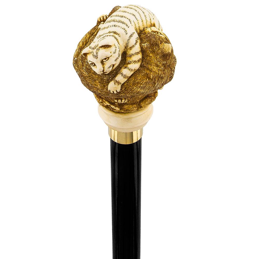 Comoys Cats n' Mice Sleepy Time Walking Cane with Black Beechwood Shaft