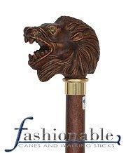 Comoys Lion Head Walking Stick With Beechwood Shaft and Brass Collar