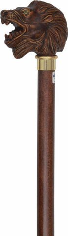 Comoys Lion Head Walking Stick With Beechwood Shaft and Brass Collar