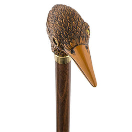 Comoys Long Beak Bird Head Walking Cane w/ Brown Beechwood Shaft and Brass Collar