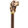 Comoys Sepia Hound Head Walking Stick w/ Brown Beechwood Shaft and Brass Collar