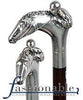 Comoys Silver Plated Horse & Jockey Walking Stick w/ Brown Beechwood Shaft & Silver Collar