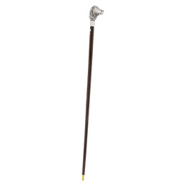 Comoys Silver Plated Pyrenees Knob Handle Walking Stick w/ Brown Beechwood Shaft and Silver Collar