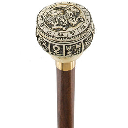 Comoys Astrological Capricorn Knob Cane w/ Brown Beechwood Shaft and Brass Collar