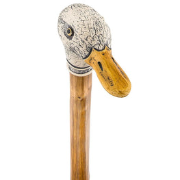 Comoys Extra Long White Duck Walking Stick w/ Natural Brown Chestnut Wood Shaft