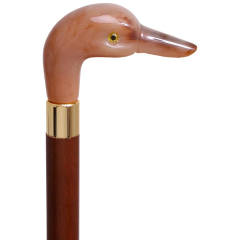 Comoys Fancy Duck Faux Rams Horn Handle Cane Italian Handle w/ Custom Shaft & Collar