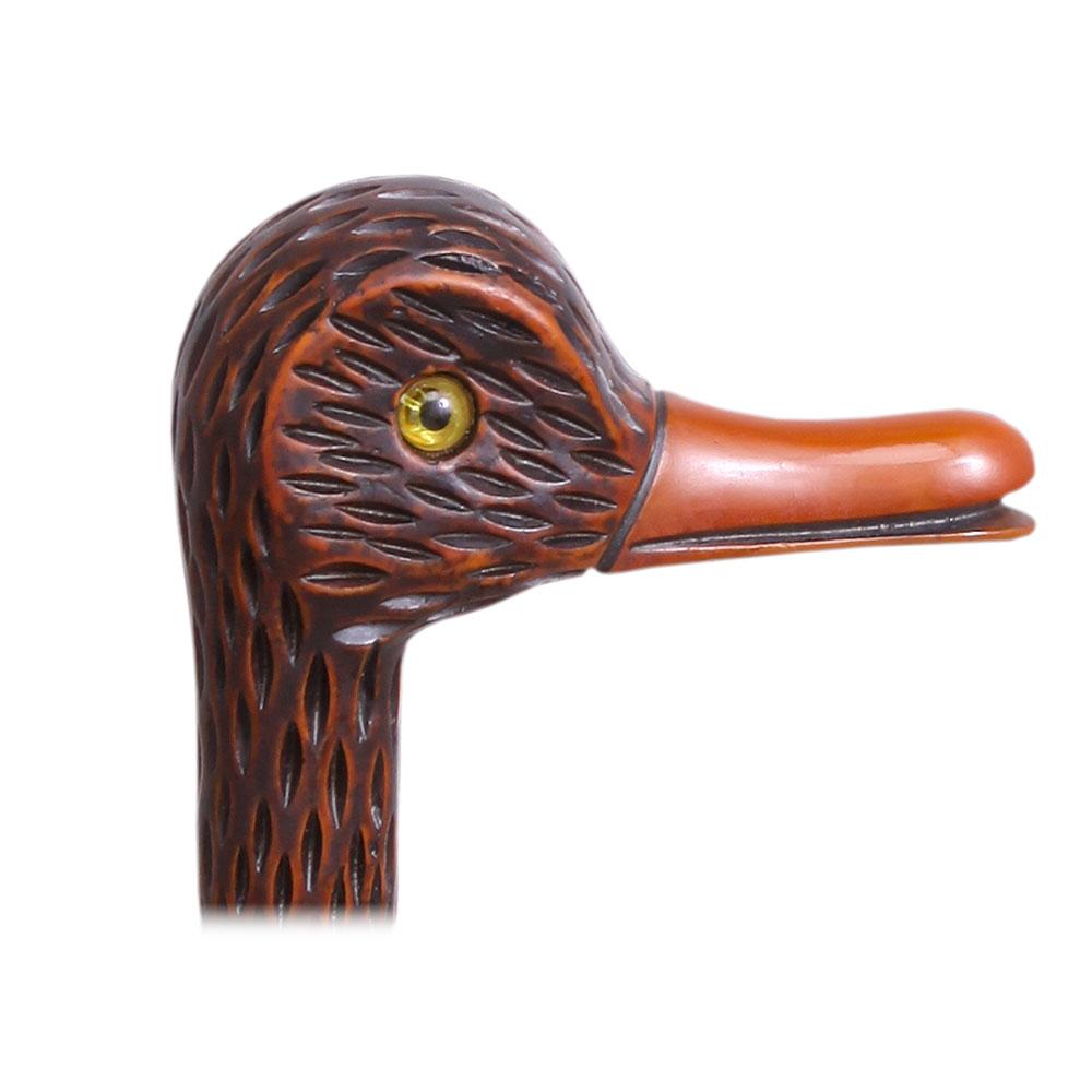 Comoys Feathered Duck Imitation Wood Handle Cane Italian Handle w/ Custom Shaft & Collar