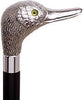 Comoys Mallard Duck Nickel Plated Handle Italian Handle Cane w/ Custom Shaft & Collar