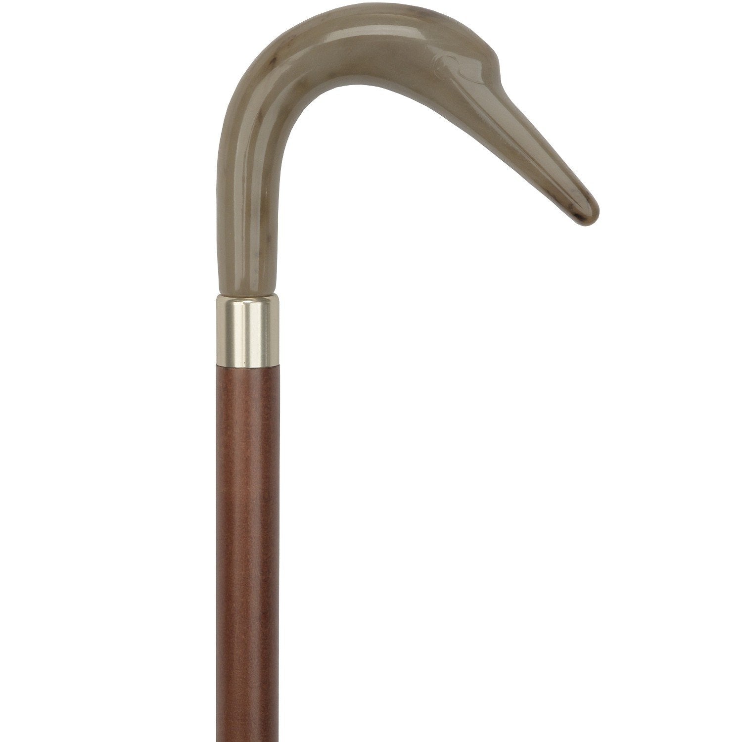 Comoys Rich and Smooth Tourist Swan Imitation Horn Handle Cane -Italian Handle w/Custom Handle and Collar