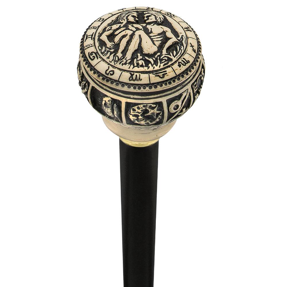Comoys Comoys Astrological Gemini Handle Walking Cane w/ Custom Shaft and Collar