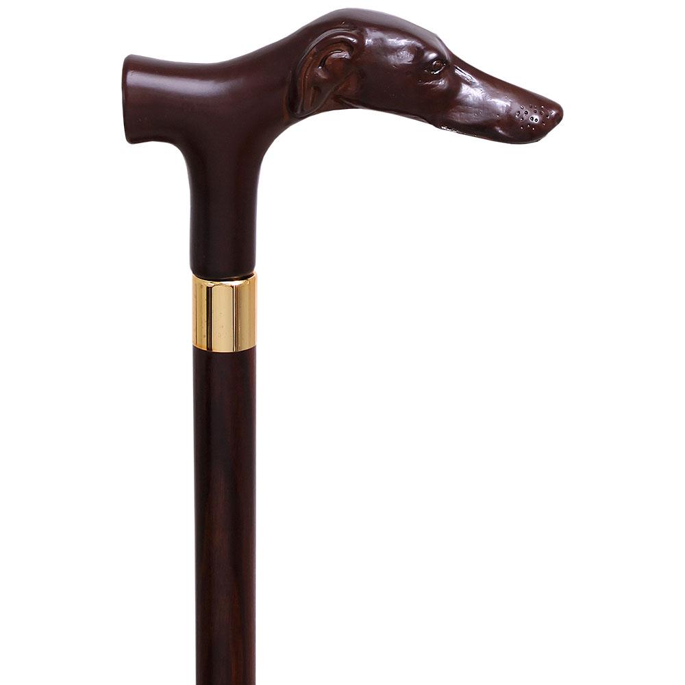 Comoys Fritz Greyhound Faux Wood Italian Handle Cane w/ Custom Shaft & Collar