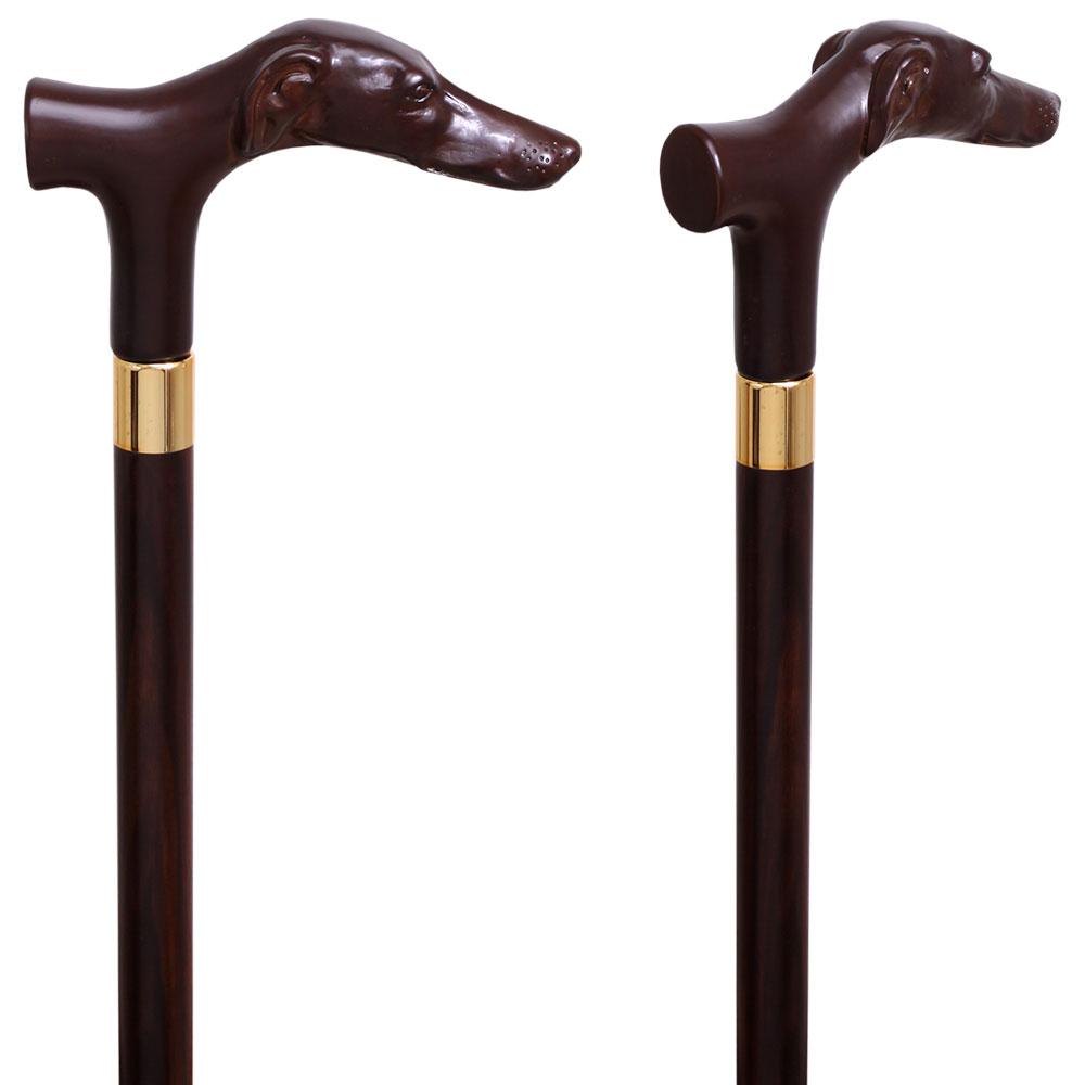 Comoys Fritz Greyhound Faux Wood Italian Handle Cane w/ Custom Shaft & Collar