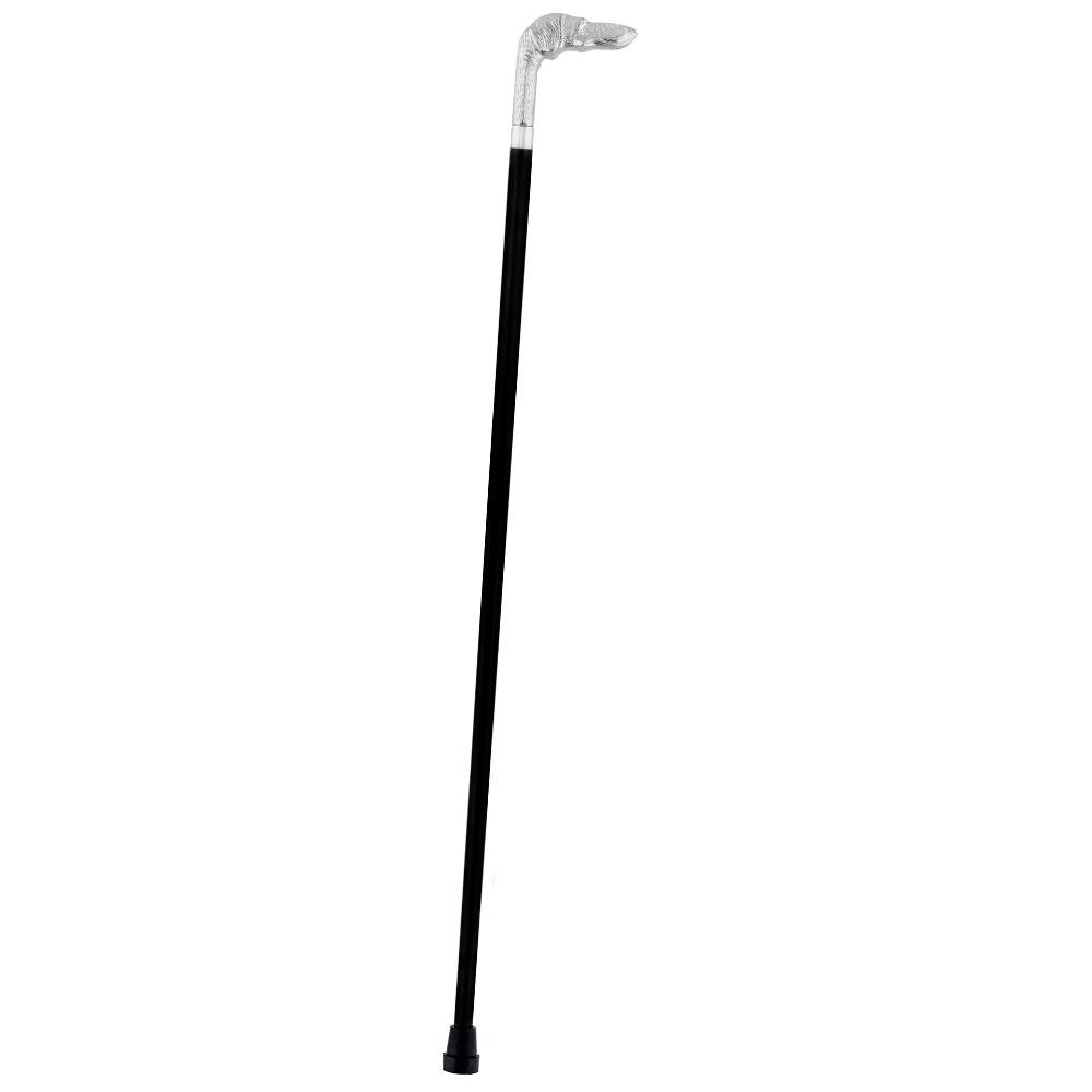 Comoys Long Nosed Dog Nickel Plated Handle Walking Cane - Italian Handle w/ Custom Shaft and Collar