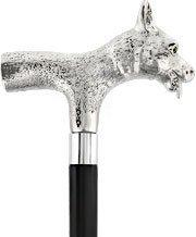 Comoys Sly Fox Nickel Plated Handle Cane w/ Custom Shaft & Collar