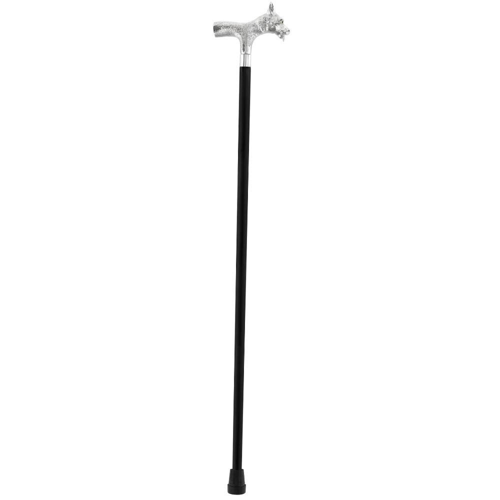 Comoys Sly Fox Nickel Plated Handle Cane w/ Custom Shaft & Collar