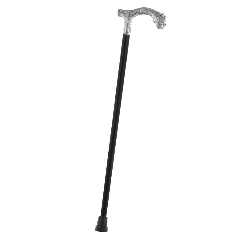 Comoys Strong & Courageous Bulldog Nickel Plated Fritz Handle Cane w/ Custom Shaft & Collar