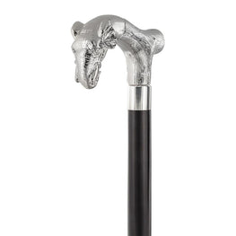 Comoys Titan of the Elephants Nickel Plated Fritz Handle Cane w/ Custom Shaft & Collar