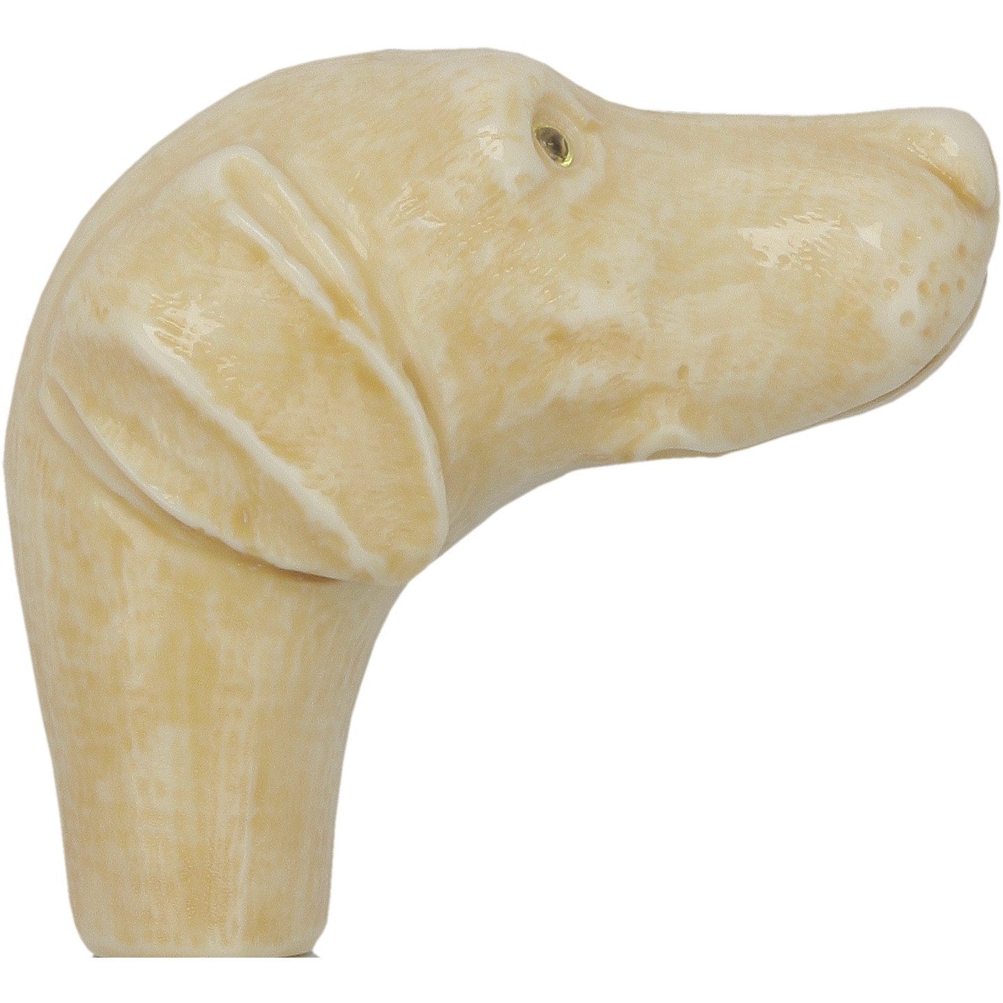 Comoys Faux Ivory White Labrador Handle Cane - Italian Handle w/Custom Shaft and Collar