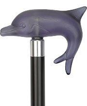 Comoys Crystal Blue Dolphin-Italian Handle Cane w/Custom Handle and Collar