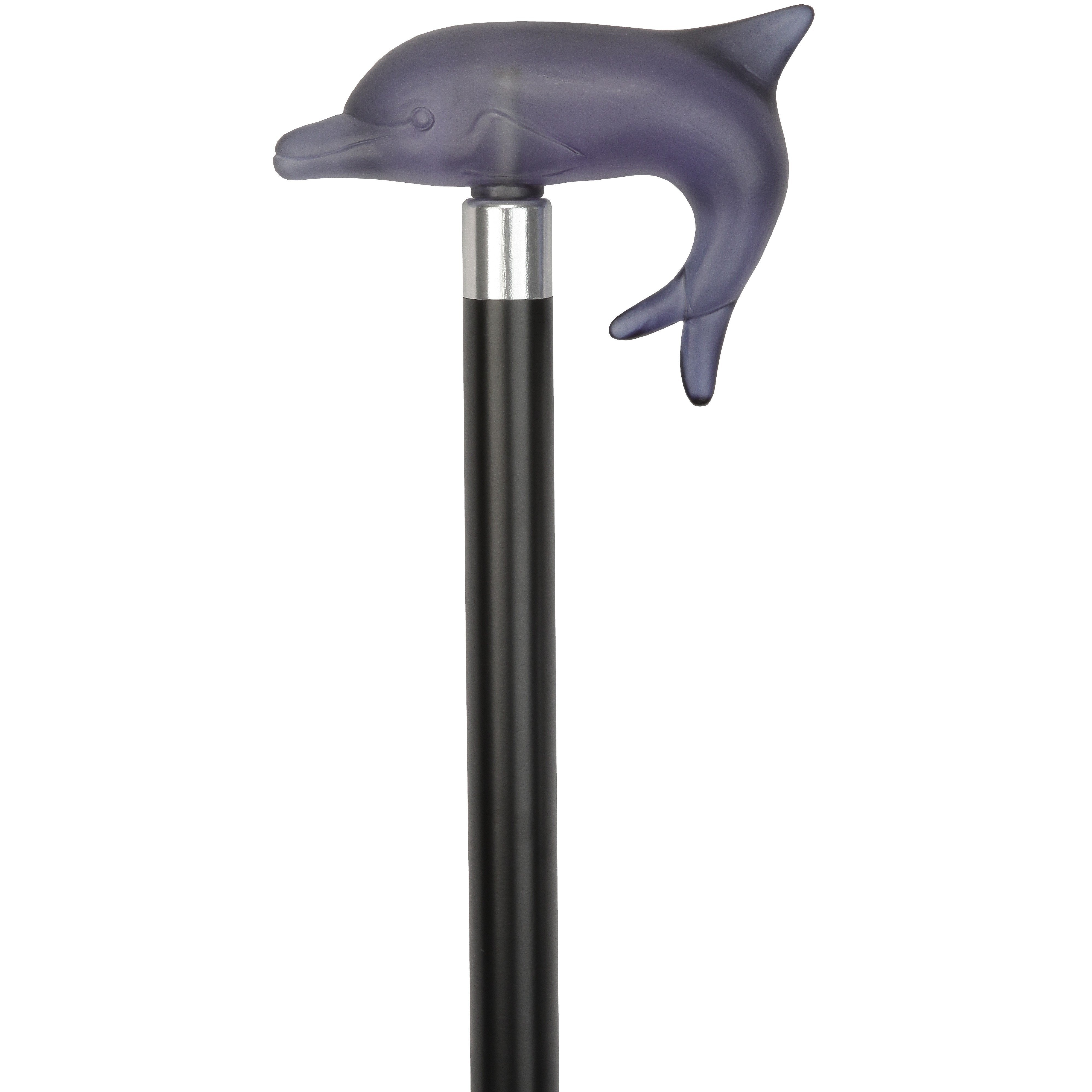 Comoys Crystal Blue Dolphin-Italian Handle Cane w/Custom Handle and Collar
