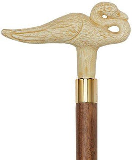 Comoys Faux Ivory Swan Handle Walking Cane-Italian Handle w/Custom Shaft and Collar