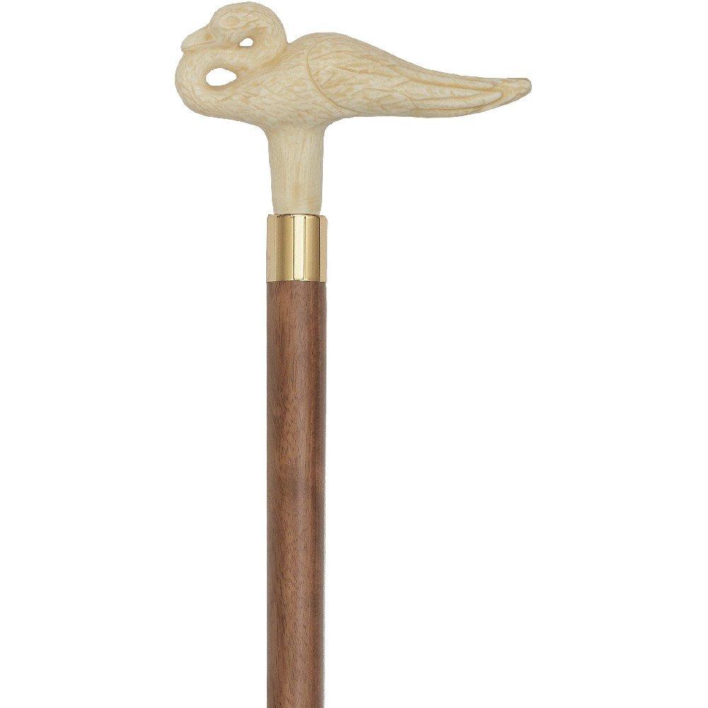 Comoys Faux Ivory Swan Handle Walking Cane-Italian Handle w/Custom Shaft and Collar