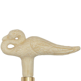 Comoys Faux Ivory Swan Handle Walking Cane-Italian Handle w/Custom Shaft and Collar