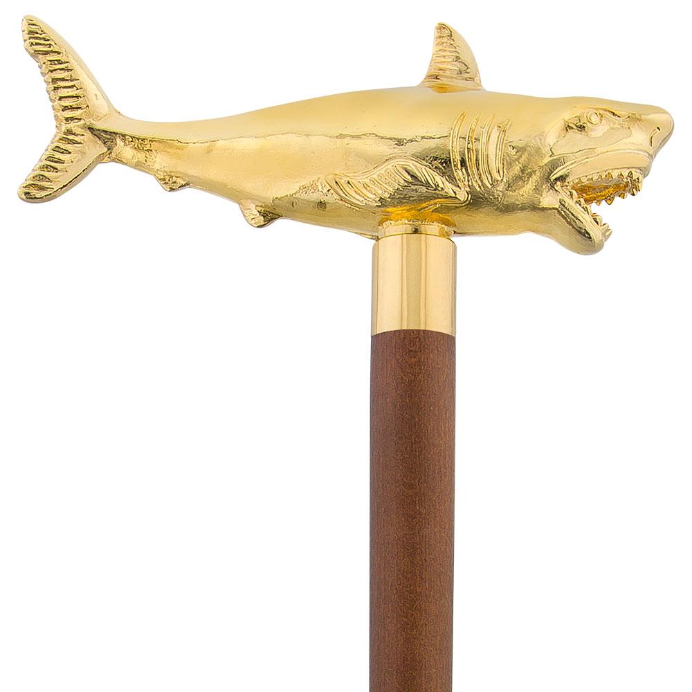 Comoys Great White Shark Handle Cane made w/ 18k Gold w/ Custom Shaft & Collar