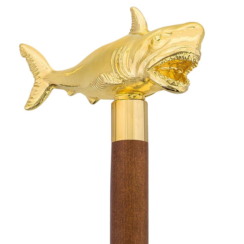 Comoys Great White Shark Handle Cane made w/ 18k Gold w/ Custom Shaft & Collar