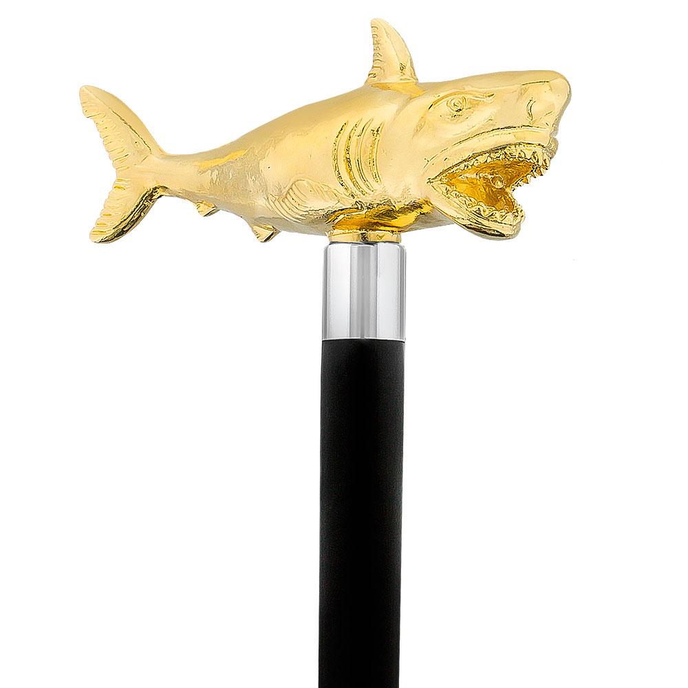 Comoys Great White Shark Handle Cane made w/ 18k Gold w/ Custom Shaft & Collar