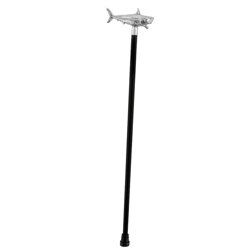 Comoys Great White Shark Nickel Plated Handle Cane w/ Custom Shaft & Collar