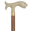 Comoys Ivory Fish Handle Walking Cane-Italian Handle w/Custom Shaft and Collar