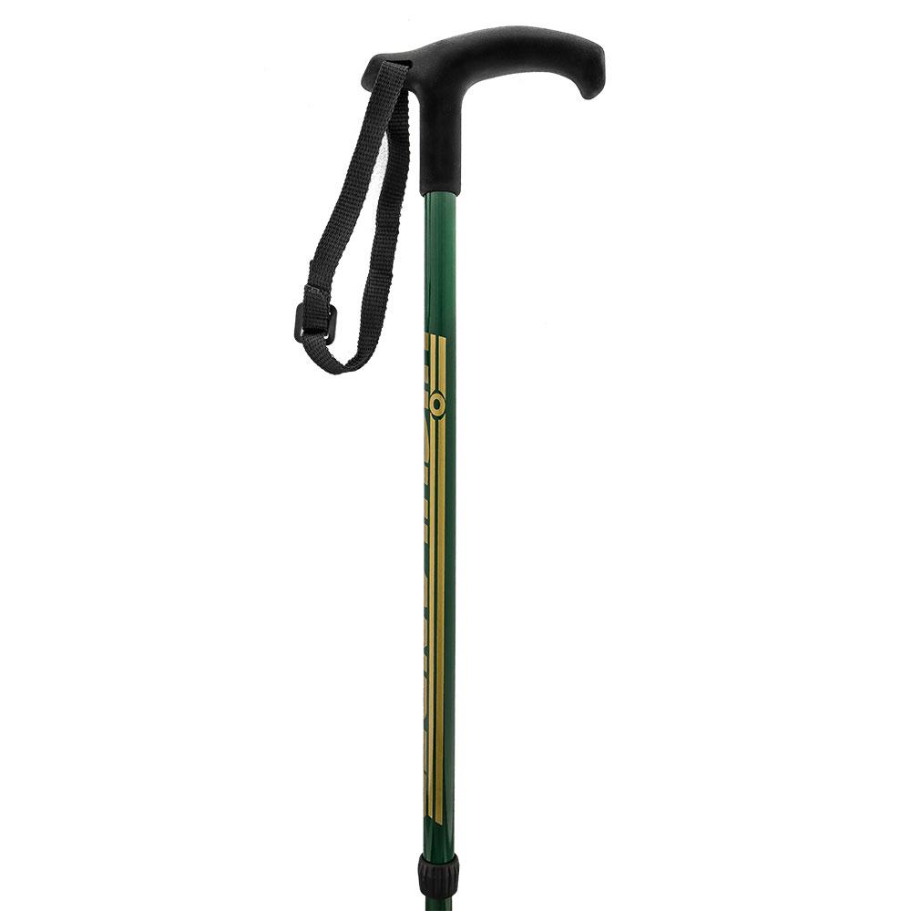 Highlander Adjustable Trekking Pole, Green & Gold Shaft, Wrist Strap, Single