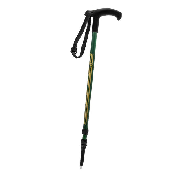 Highlander Adjustable Trekking Pole, Green & Gold Shaft, Wrist Strap