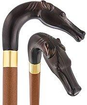 Comoys Brown Racing Dark Horse Walking Cane - Italian Handle w/ Custom Shaft and Collar