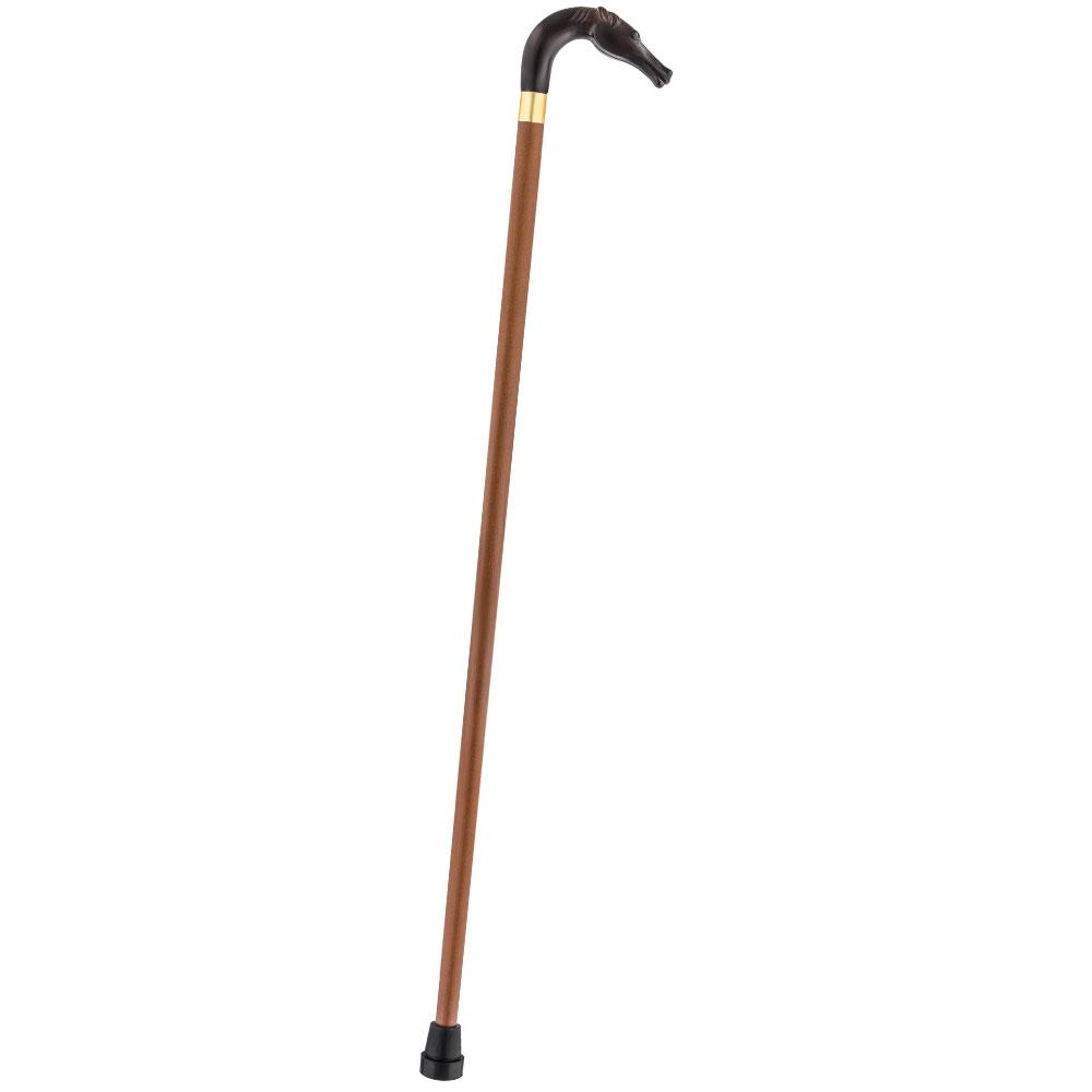 Comoys Brown Racing Dark Horse Walking Cane - Italian Handle w/ Custom Shaft and Collar