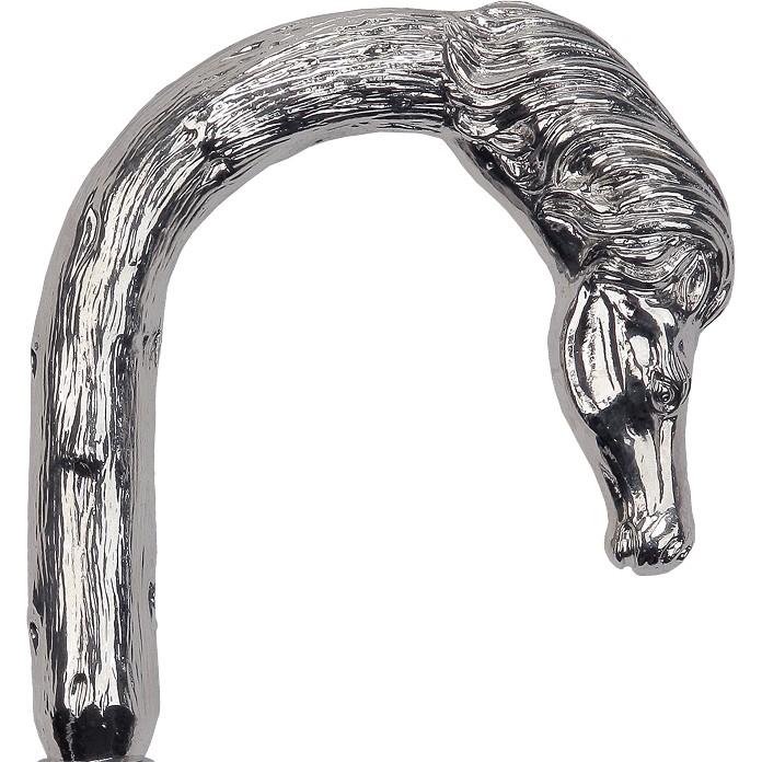 Comoys Elegant Nickel Plated Horse Tourist Style Walking Cane- Italian Handle w/custom shaft and collar