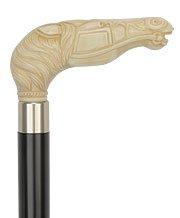 Comoys Faux Ivory Stallion Horse Head Cane - Italian Handle w/Custom Shaft and Collar