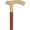 Comoys Carved Faux Ivory Scroll Fritz Handled Cane - Italian Handle w/ Custom Shaft and Collar