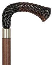 Comoys Elegant Opera Shaped Twist Handle-Italian Handle Cane w/ Custom Shaft and Collar